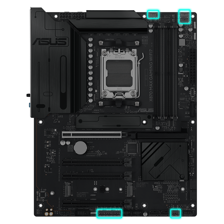 ASUS X870 MAX GAMING WIFI7 Supports DDR5, PCIe 5.0, Wi-Fi 7, USB4